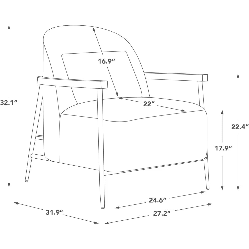 Accent Chair for Living Room, FSC Certified Modern Upholstered Faux Sherpa Fabric Armchair with Metal Frame and Wooden Armrests