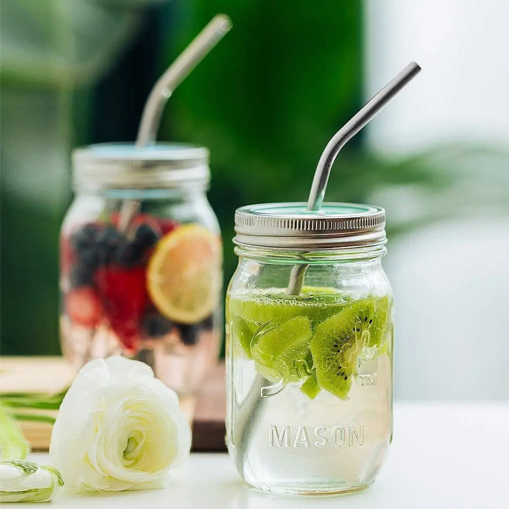 Rainbow Color Reusable Metal Straws Set with Cleaner Brush 304 Stainless Steel Drinking Straw