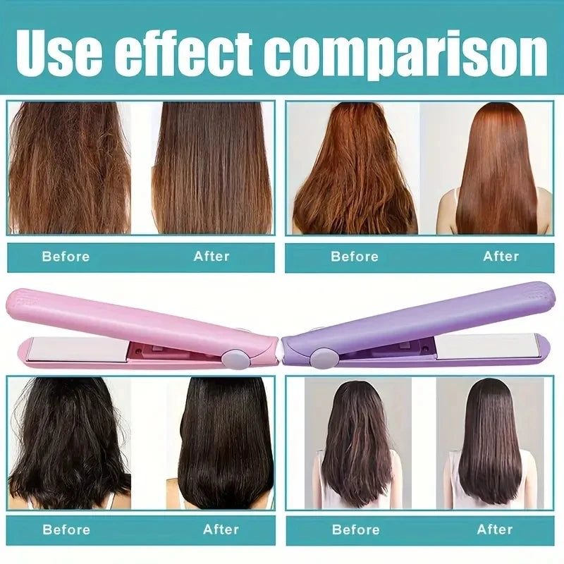 Mini Hair Straightener, Multi-Color Splint, Quick Heating, Non-Damaging Ceramic Plate, Bangs Clip, Curling and Straightening