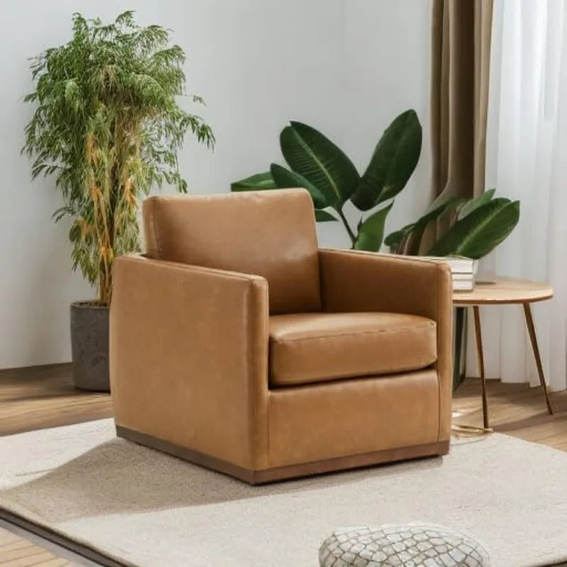 CHITA Swivel Accent Chair, FSC Certified Mid Century Modern Arm Chair for Living Room and Bedroom, Saddle Brown