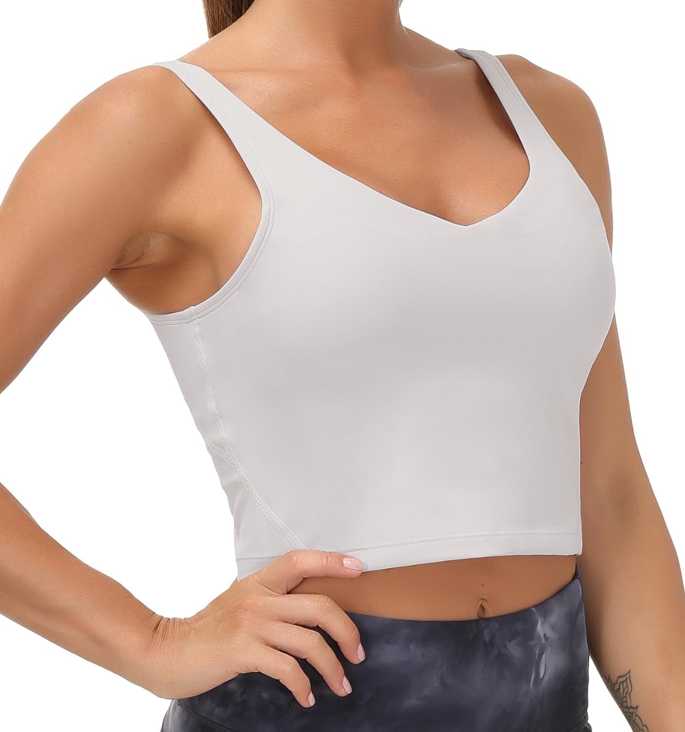 THE GYM PEOPLE Womens' Sports Bra Longline Wirefree Padded with Medium Support