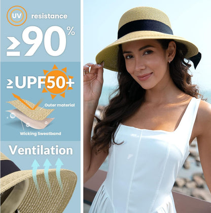 Verabella Sun Hats for Women UPF 50+ Women'S Lightweight Foldable/Packable Beach Sun Hat