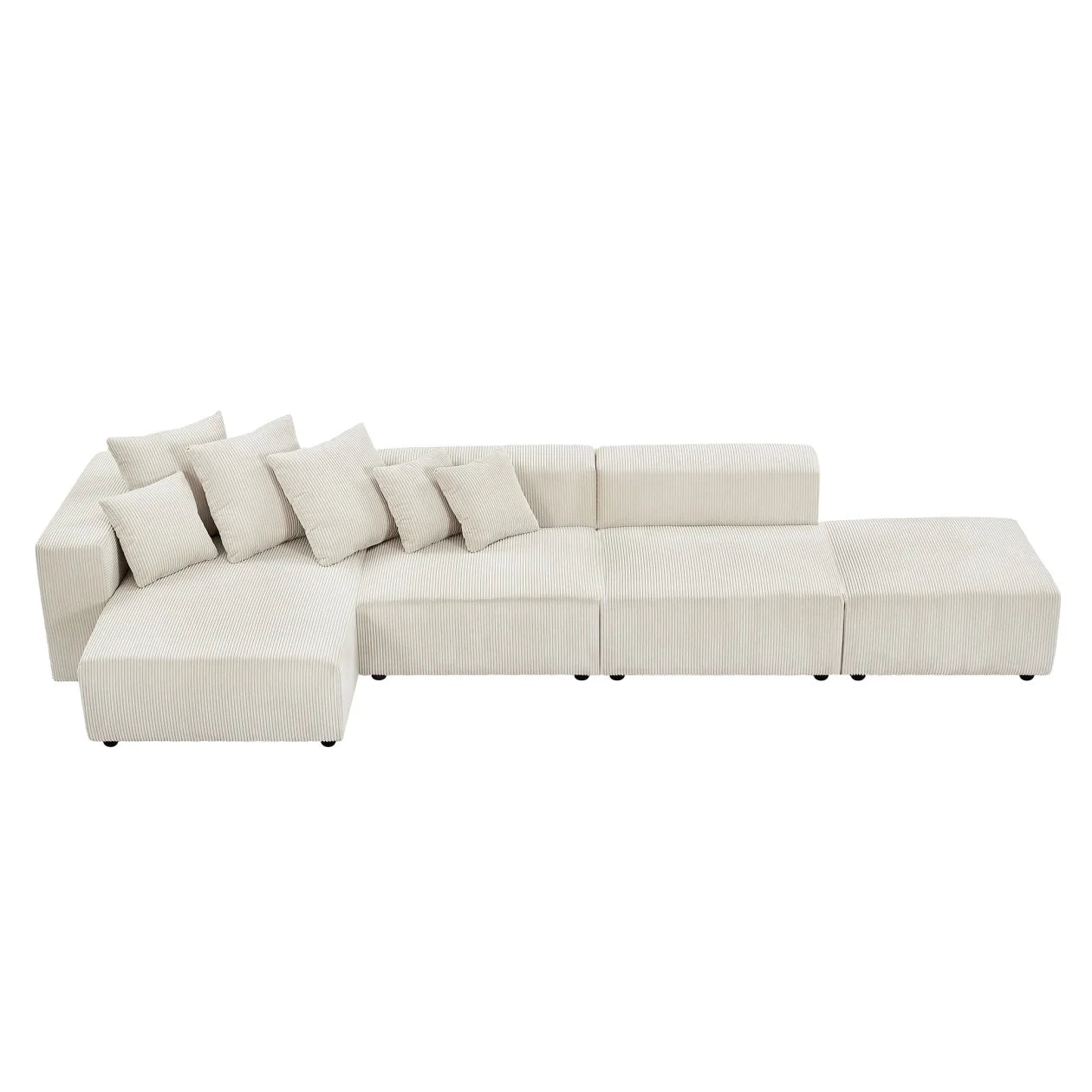 Modern L-Shaped Corduroy Sectional