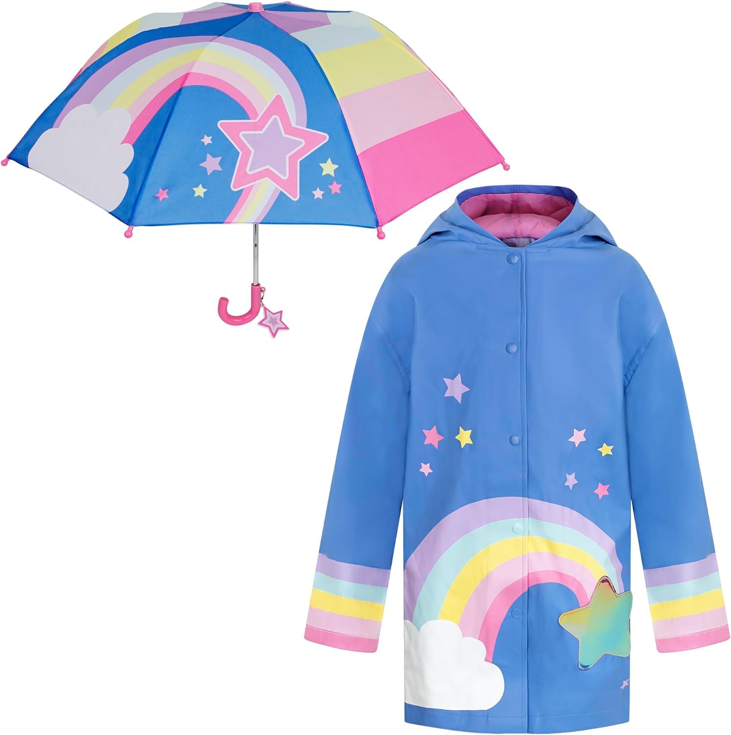 Kids Umbrella for Girls and Boys & Rain Coats Set -Toddler Umbrellas Kids Raincoat Boys Girls Jacket (3-9 Years)