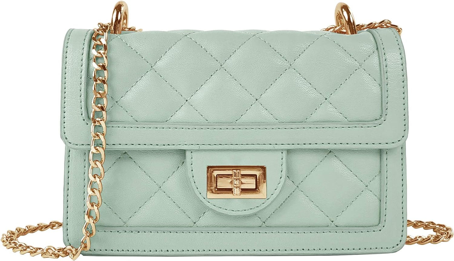 SG SUGU Small Quilted Crossbody Bag, Trendy Designer Mini Shoulder Bag, Phone Wallet Purse for Women