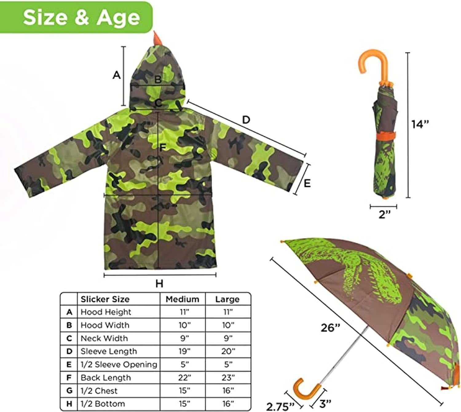 Kids Umbrella for Girls and Boys & Rain Coats Set -Toddler Umbrellas Kids Raincoat Boys Girls Jacket (3-9 Years)