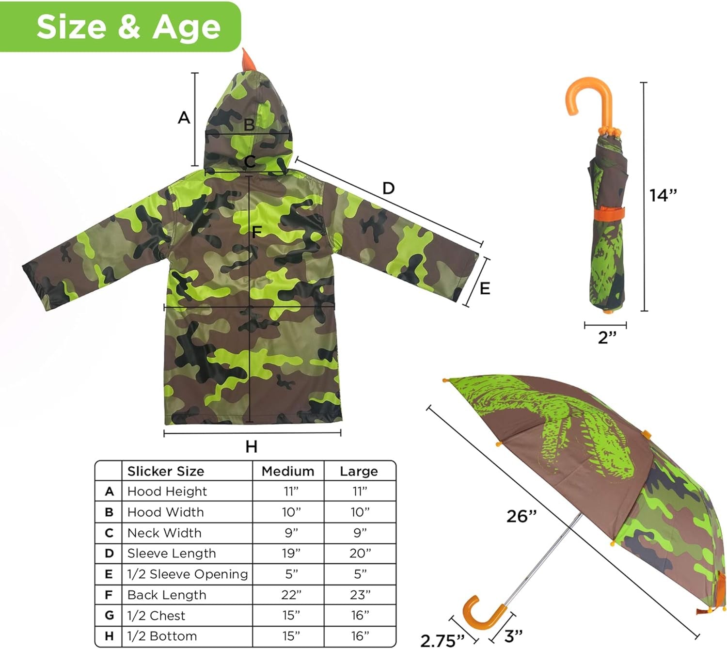 Kids Umbrella for Girls and Boys & Rain Coats Set -Toddler Umbrellas Kids Raincoat Boys Girls Jacket (3-9 Years)