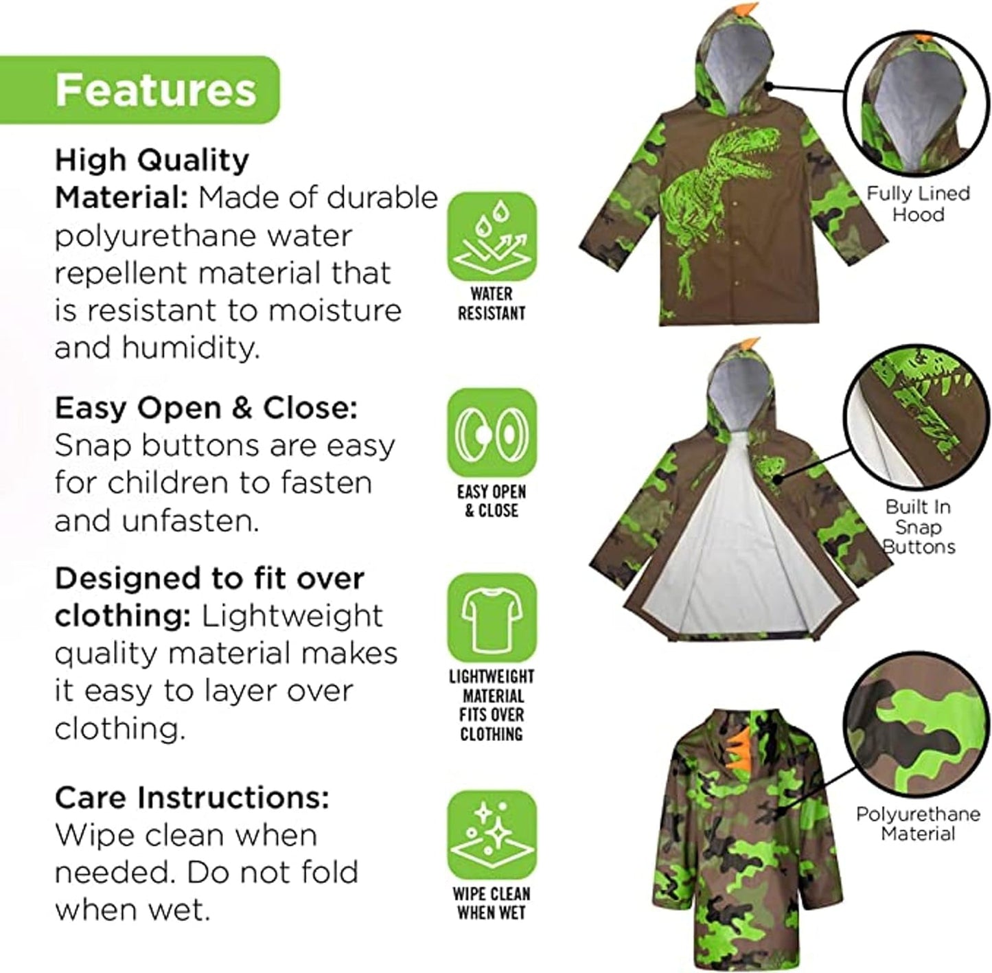 Kids Umbrella for Girls and Boys & Rain Coats Set -Toddler Umbrellas Kids Raincoat Boys Girls Jacket (3-9 Years)