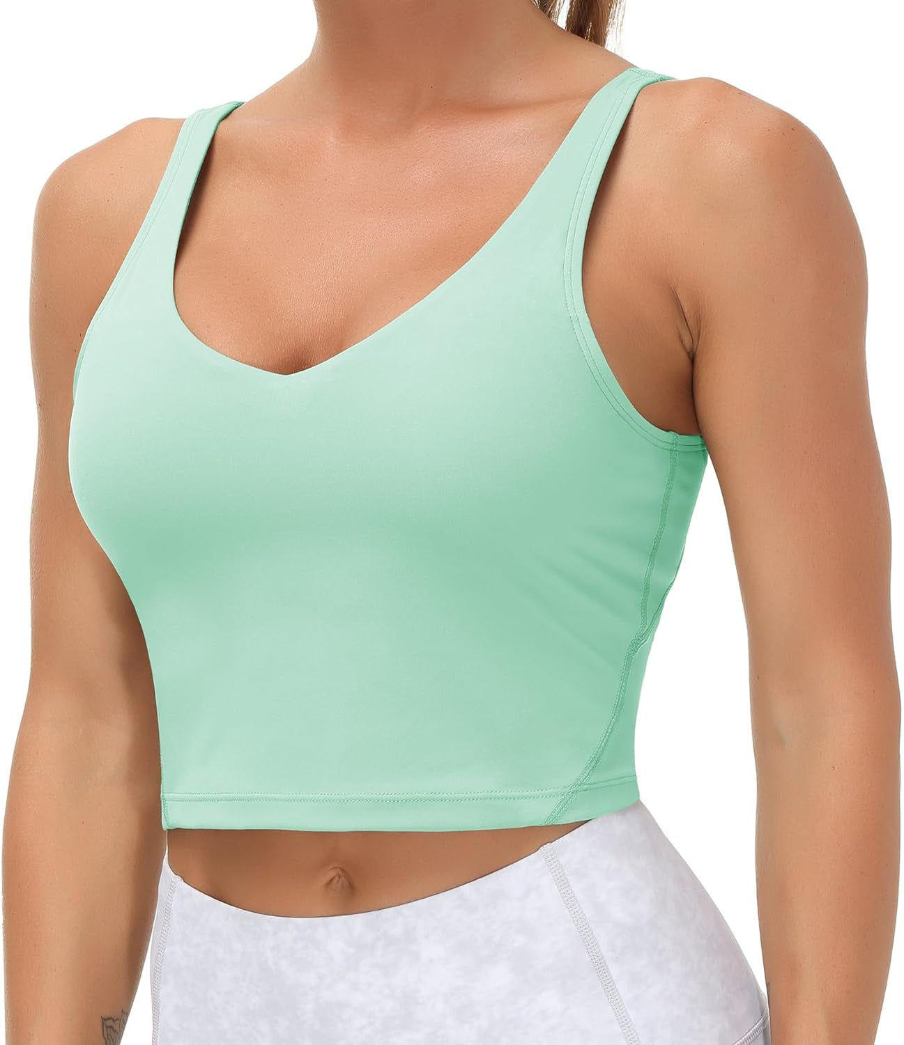 THE GYM PEOPLE Womens' Sports Bra Longline Wirefree Padded with Medium Support