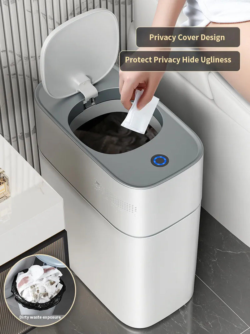 Joybos Smart Sensor Trash Can Intelligent Induction Bathroom Home Electronic Trash Can Automatic Bagging Induction Trash Can 14L