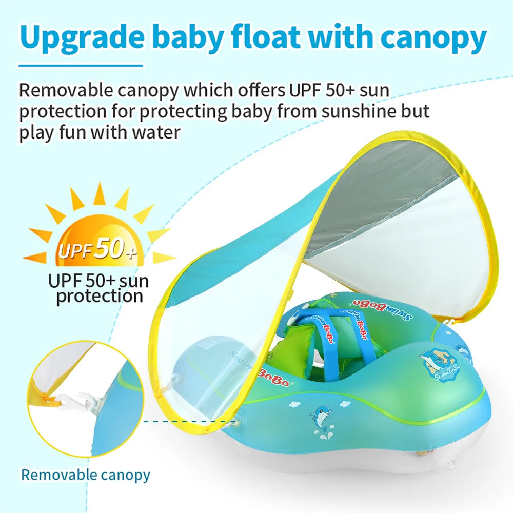 Inflatable Pool Float with Canopy & Hand Pump