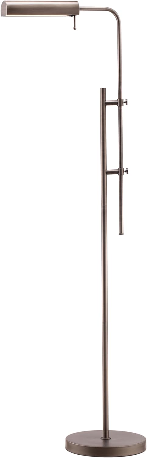 O'Bright Cedric Adjustable Pharmacy Floor Lamp - Industrial Design for Reading, Crafting, Work - 10W LED, Height 45-61 Inches - Ideal for Living Room, Bedside, Office - Antique Brass