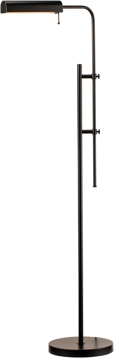 O'Bright Cedric Adjustable Pharmacy Floor Lamp - Industrial Design for Reading, Crafting, Work - 10W LED, Height 45-61 Inches - Ideal for Living Room, Bedside, Office - Antique Brass