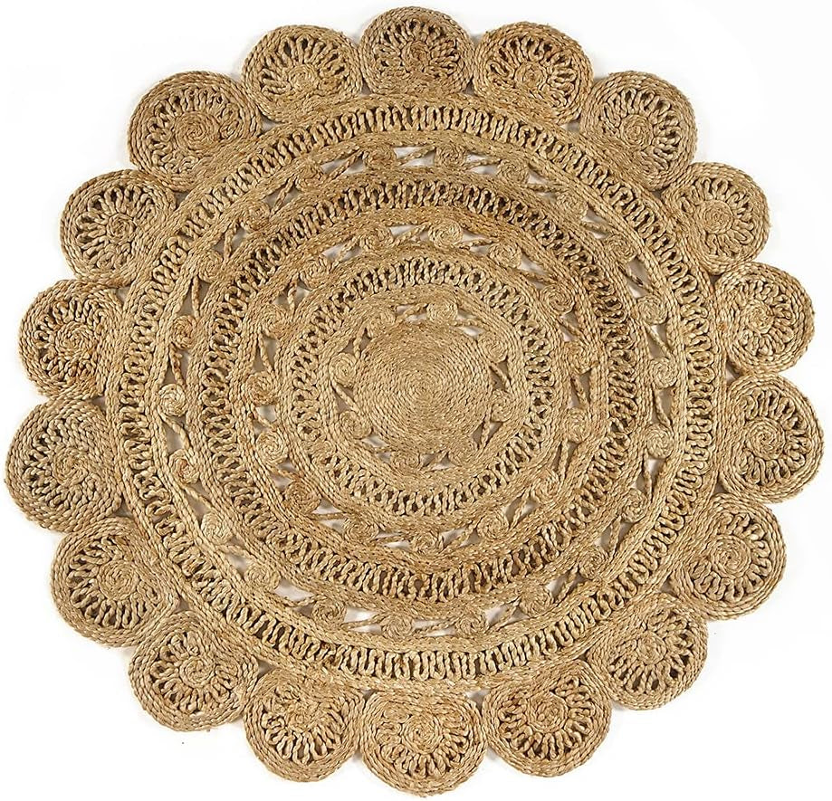 Handwoven Jute Round Area Rug 