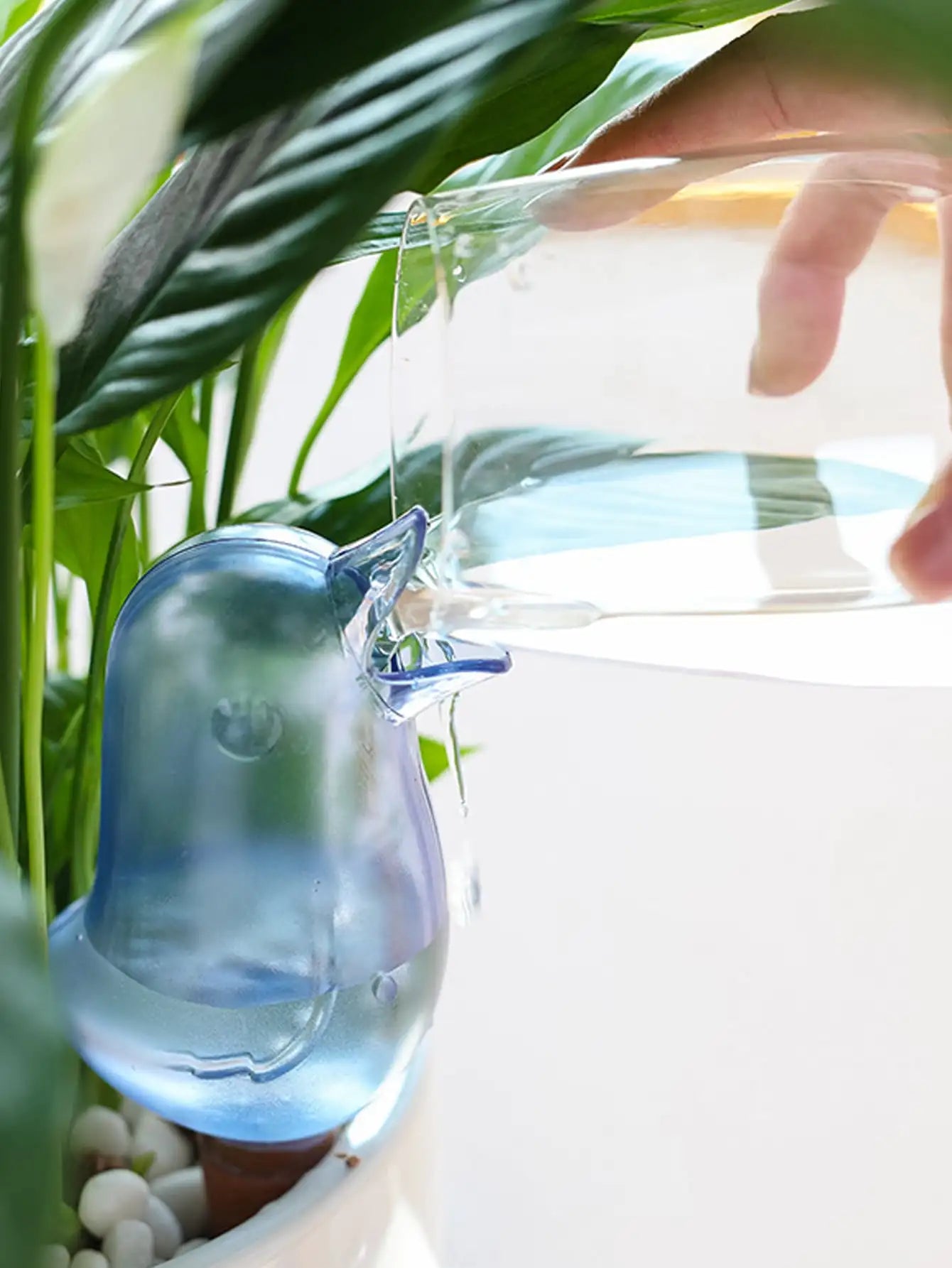 Hand Blown Bird Water Source for Potted Plants 