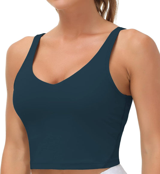 THE GYM PEOPLE Womens' Sports Bra Longline Wirefree Padded with Medium Support