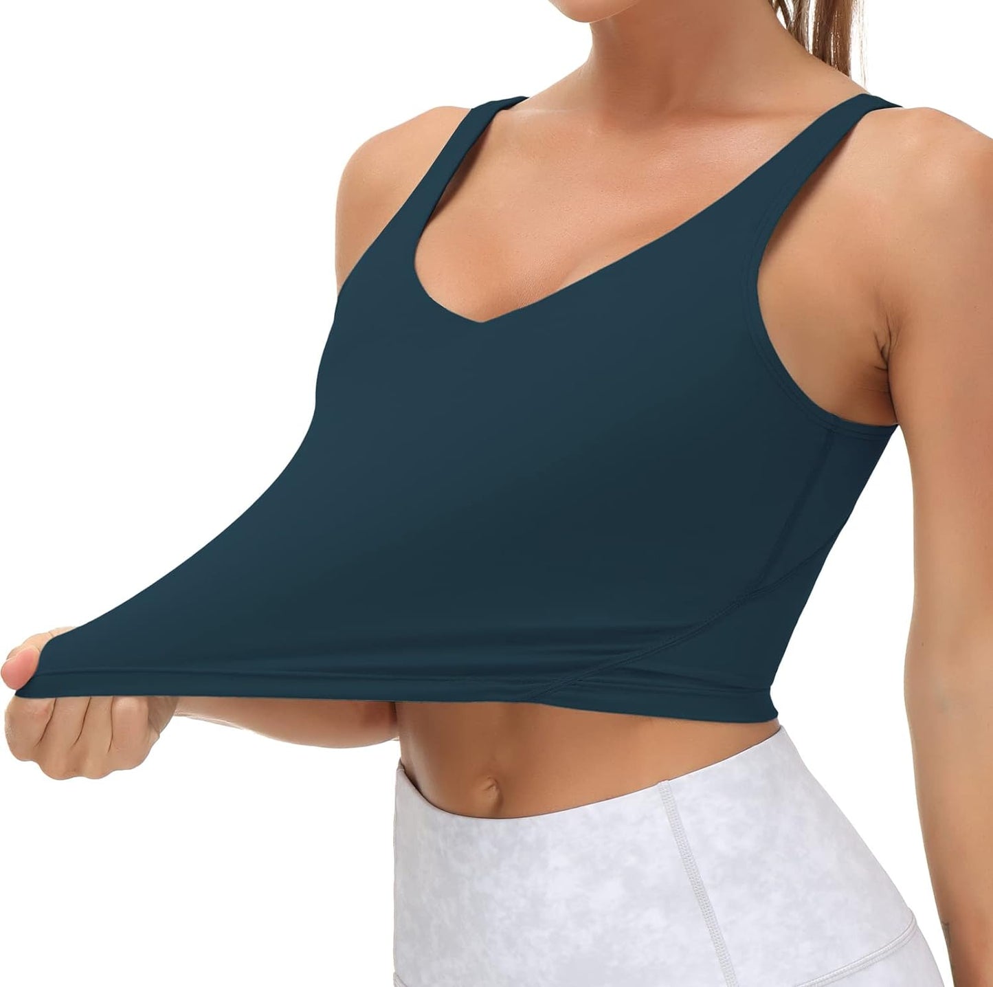 THE GYM PEOPLE Womens' Sports Bra Longline Wirefree Padded with Medium Support