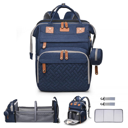 Ultimate 7-in-1 Diaper Bag Backpack with Changing Station & USB Port - Stylish Pink-Grey Mommy Bag for Travel