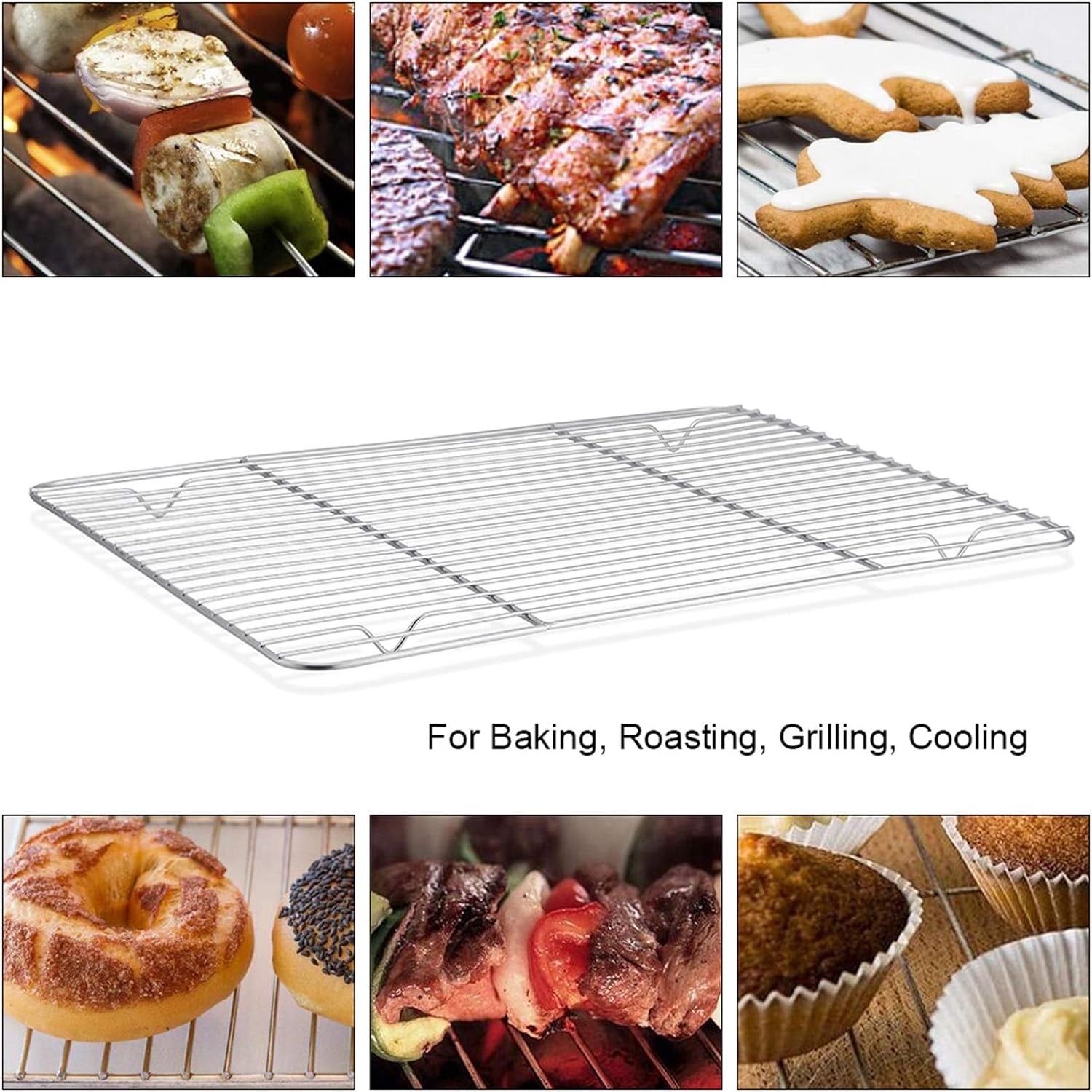 P&P CHEF Baking Sheet and Rack Set, 8 PACK (4 Sheets + 4 Racks), Stainless Steel Baking Pans Cookie Sheets with Cooling Rack, Healthy & Mirror Finish,Oven & Dishwasher Safe