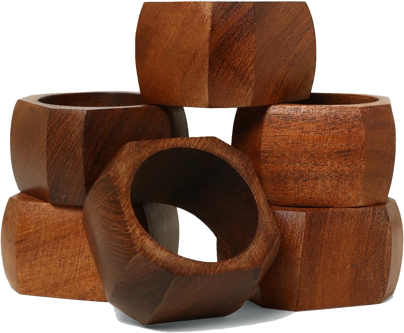 Wooden Napkin Rings Set of 6 