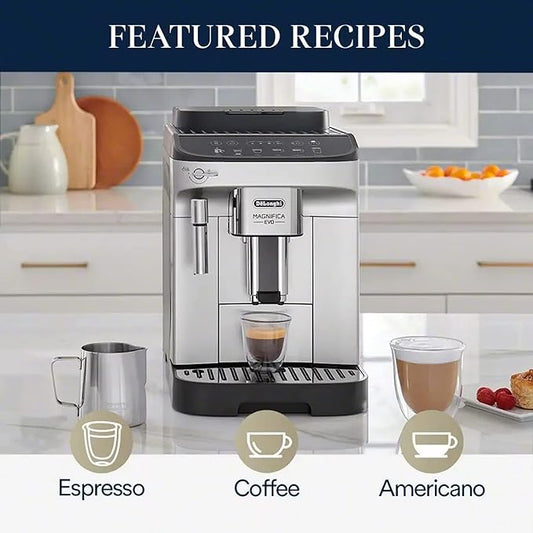 De'Longhi Magnifica Evo Fully Automatic Machine Bean to Cup Espresso Cappuccino and Iced Coffee Maker, Colored Touch Display