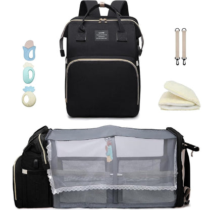 Ultimate 7-in-1 Diaper Bag Backpack with Changing Station & USB Port - Stylish Pink-Grey Mommy Bag for Travel