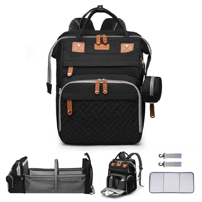 Ultimate 7-in-1 Diaper Bag Backpack with Changing Station & USB Port - Stylish Pink-Grey Mommy Bag for Travel