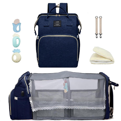 Ultimate 7-in-1 Diaper Bag Backpack with Changing Station & USB Port - Stylish Pink-Grey Mommy Bag for Travel