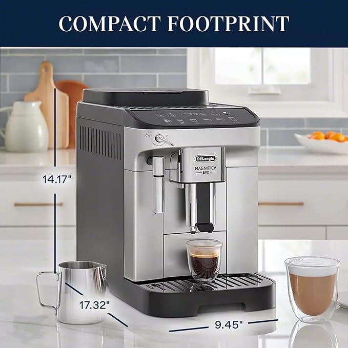 De'Longhi Magnifica Evo Fully Automatic Machine Bean to Cup Espresso Cappuccino and Iced Coffee Maker, Colored Touch Display