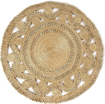 Handwoven Jute Round Area Rug 