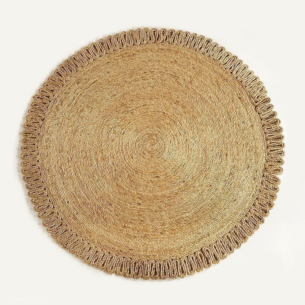 Handwoven Jute Round Area Rug 