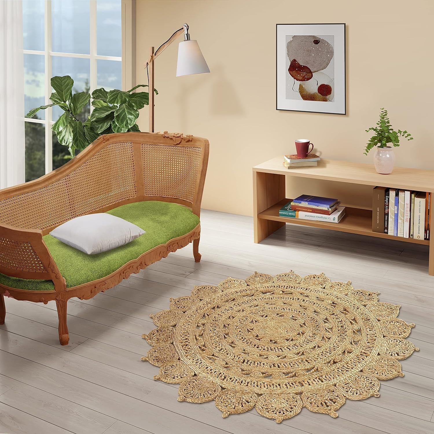 Handwoven Jute Round Area Rug 