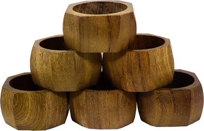 Wooden Napkin Rings Set of 6 