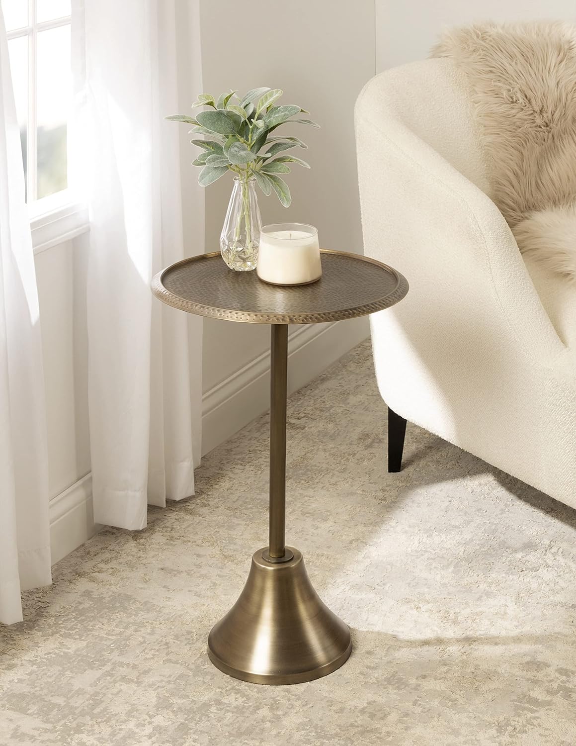 Kate and Laurel Sanzo Hammered Side Table 