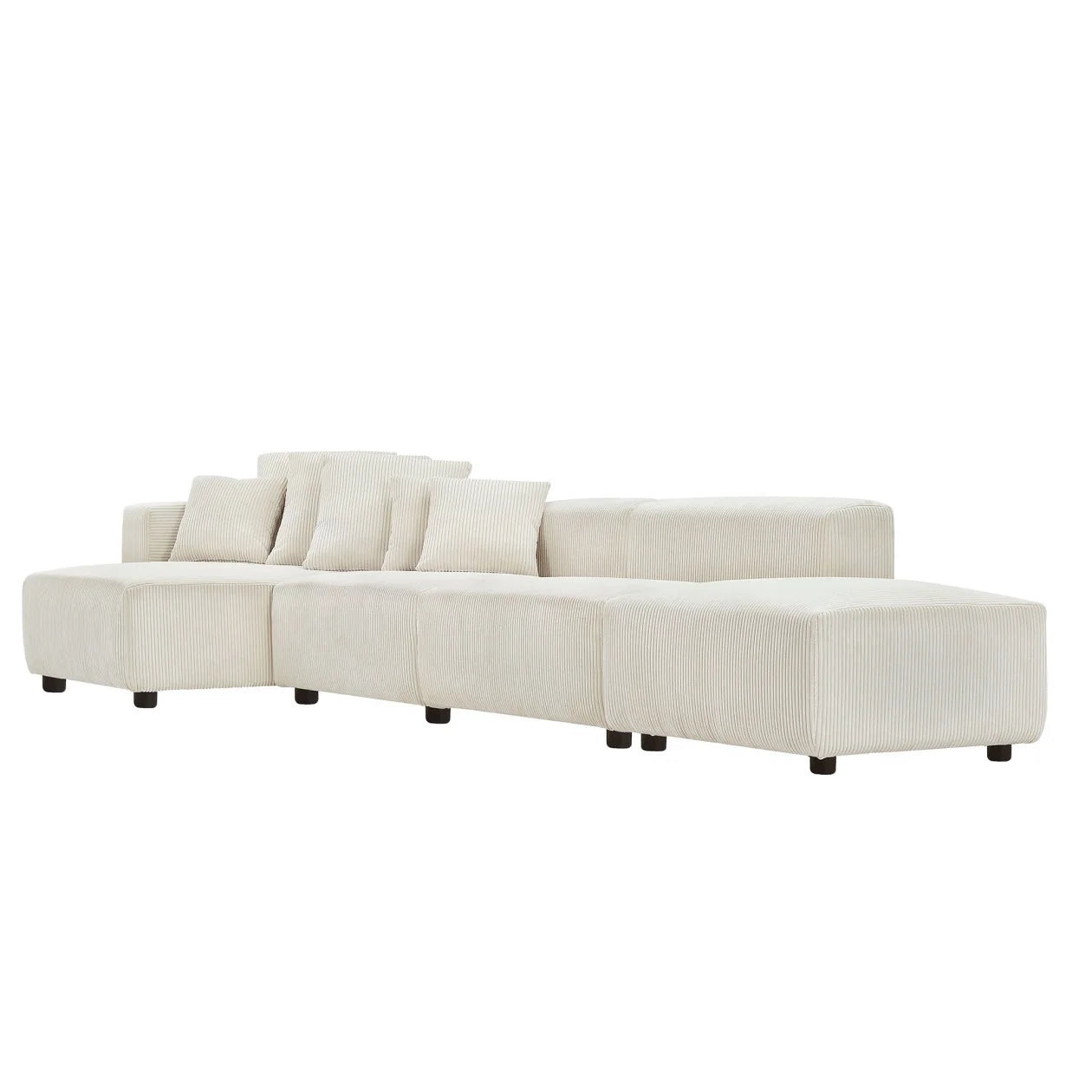 Modern L-Shaped Corduroy Sectional