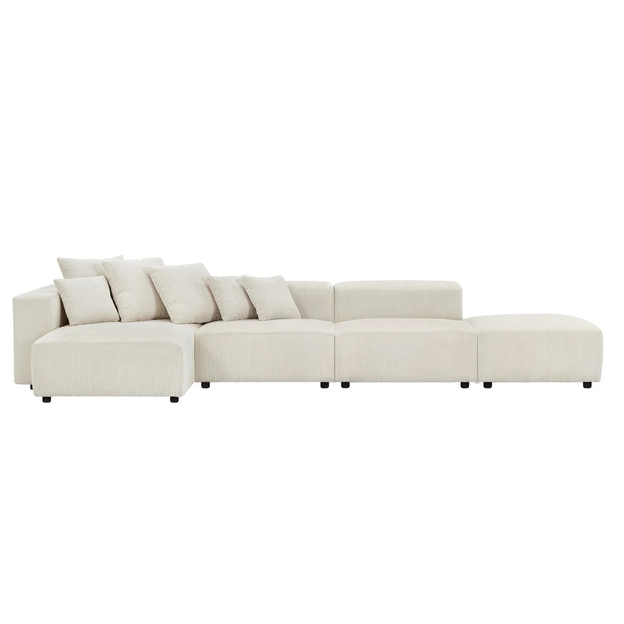 Modern L-Shaped Corduroy Sectional