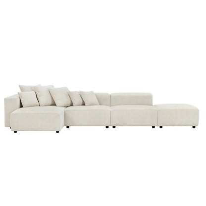 Modern L-Shaped Corduroy Sectional