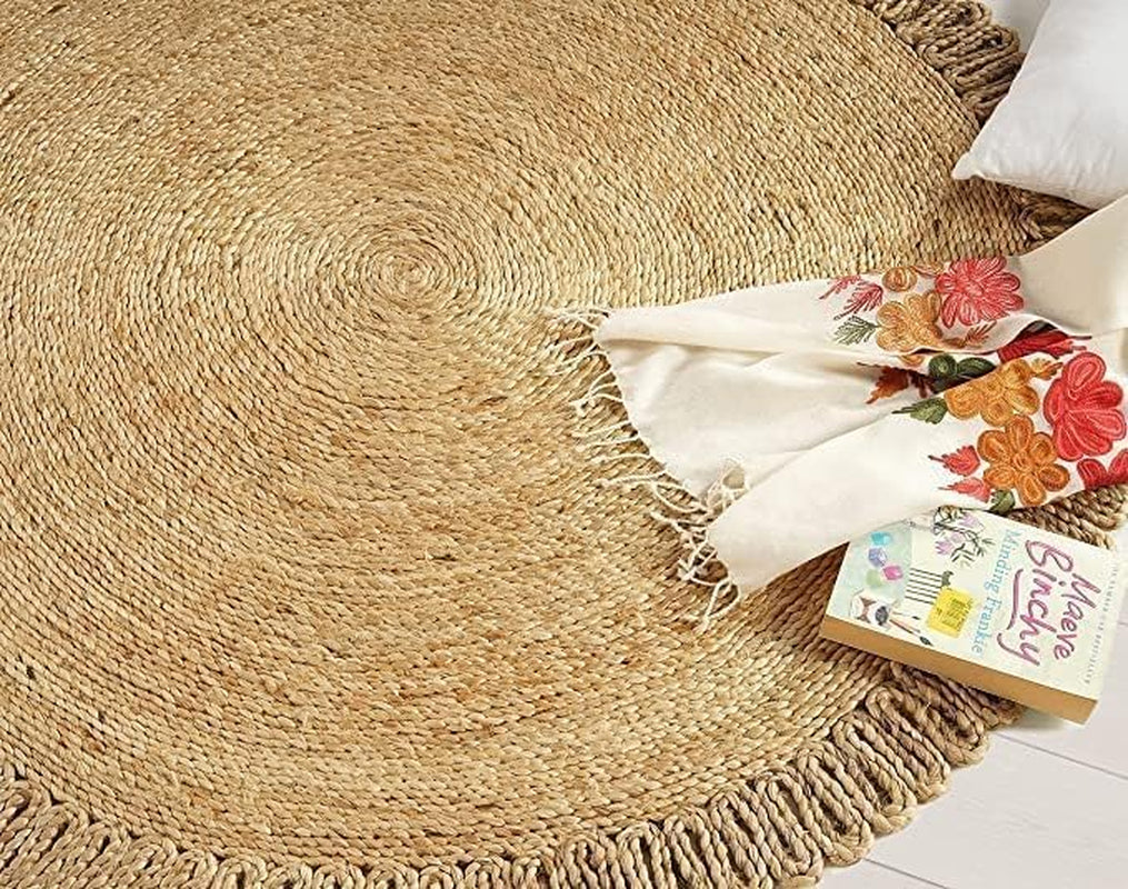 Handwoven Jute Round Area Rug 