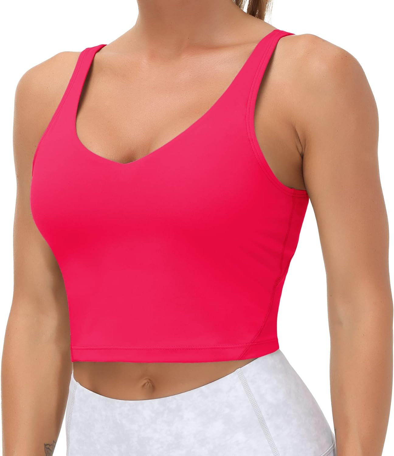 THE GYM PEOPLE Womens' Sports Bra Longline Wirefree Padded with Medium Support