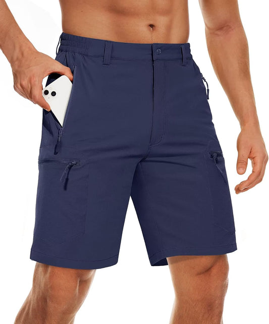 MAGCOMSEN Men'S Hiking Shorts 5 Zipper Pockets Ripstop, Quick Dry, Lightweight, Summer Shorts for Work, Camping, Travel