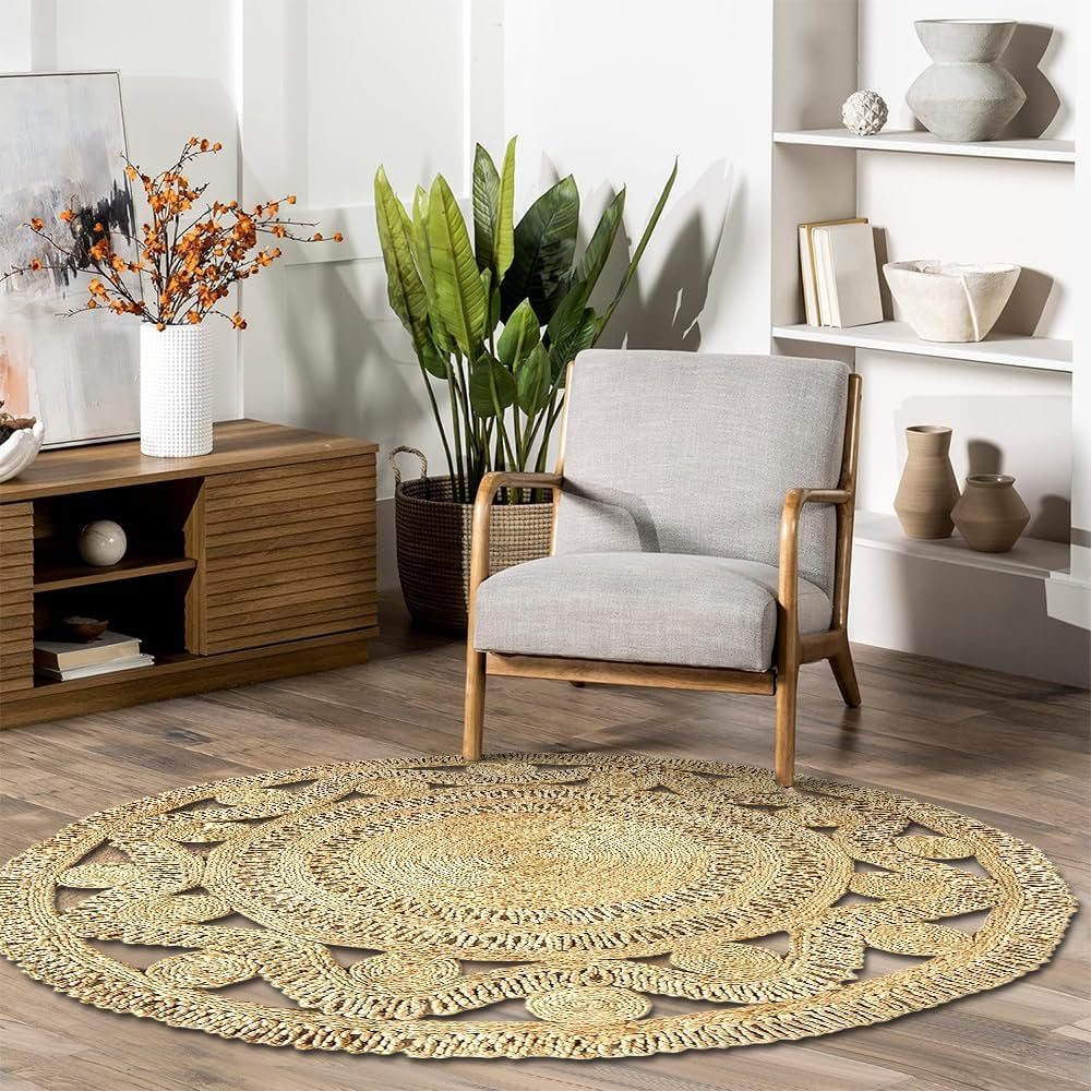 Handwoven Jute Round Area Rug 