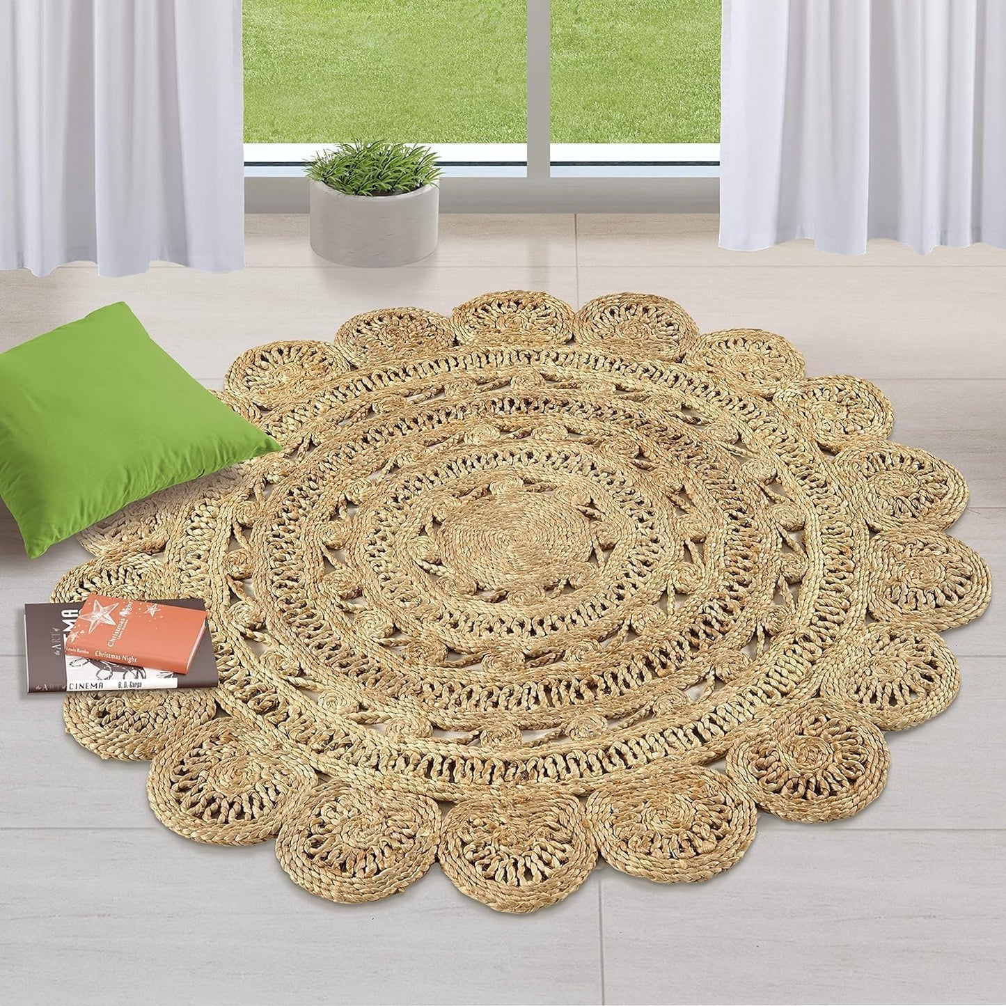 Handwoven Jute Round Area Rug 