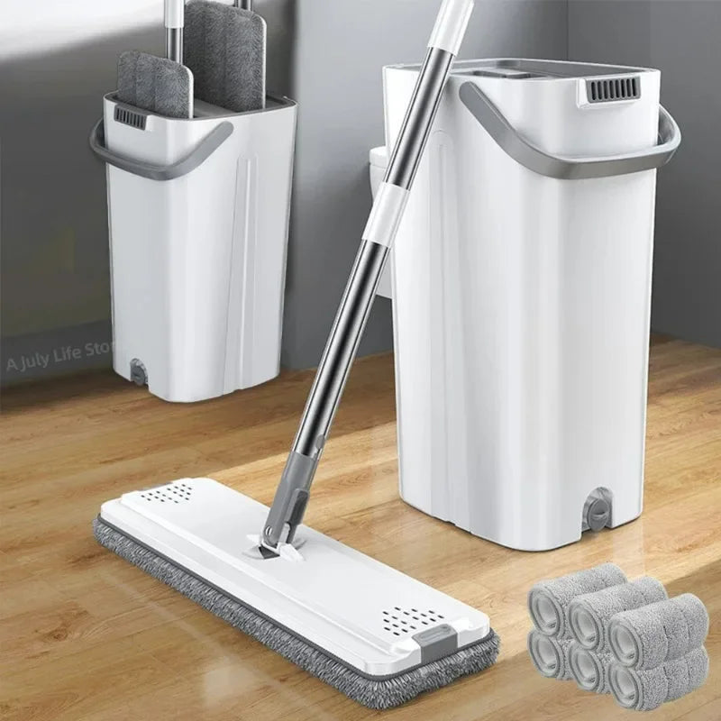 Floor Magic Flat Squeeze Mop with Bucket 