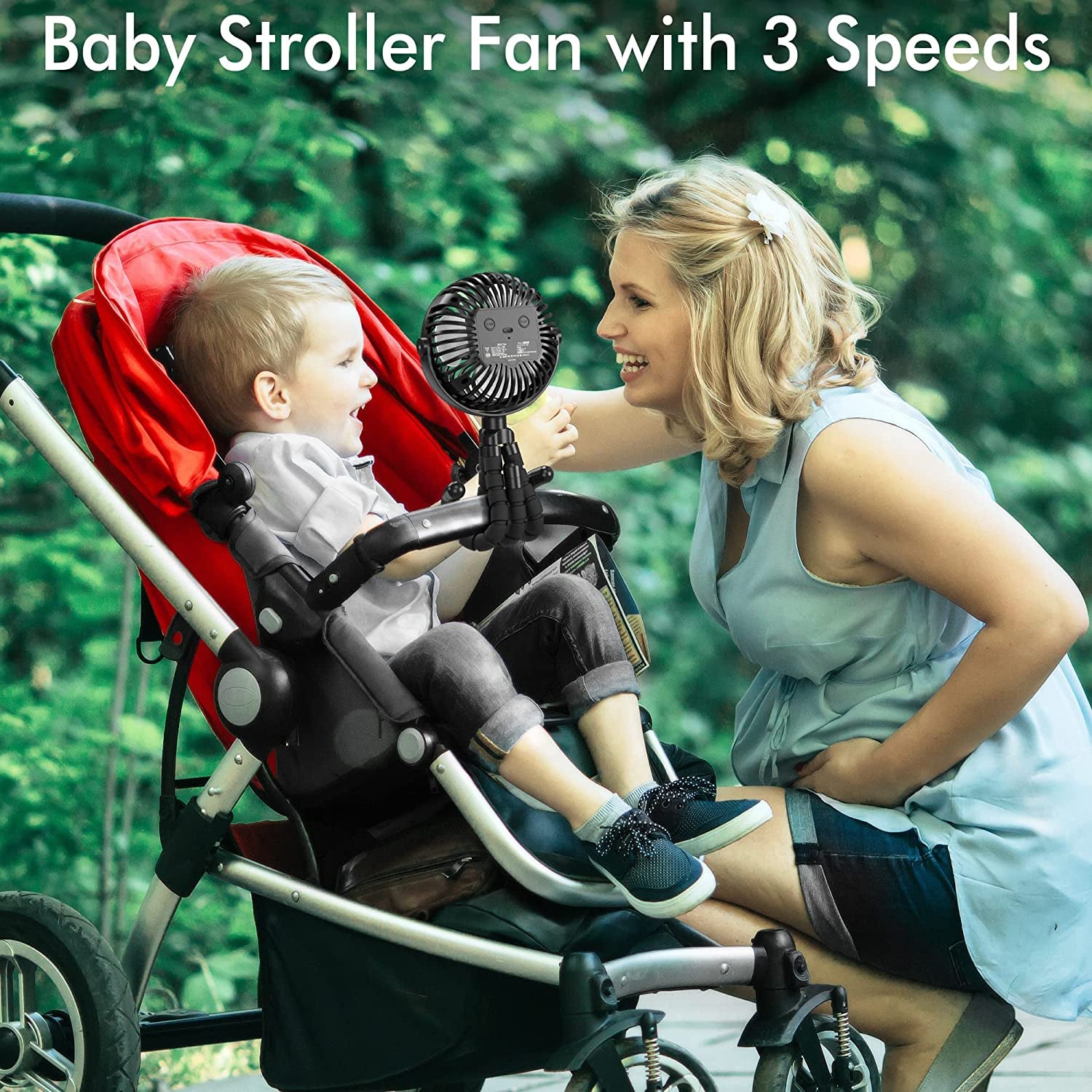 AMACOOL Battery Operated Stroller Fan With Flexible Tripod 