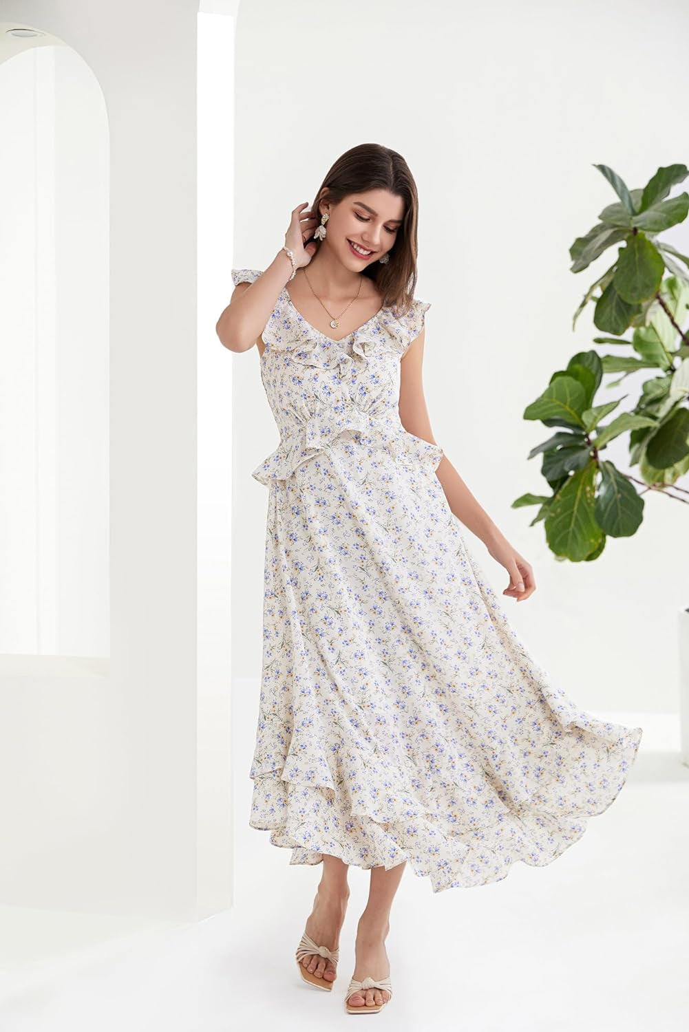 GRACE KARIN Summer Floral Maxi Dress