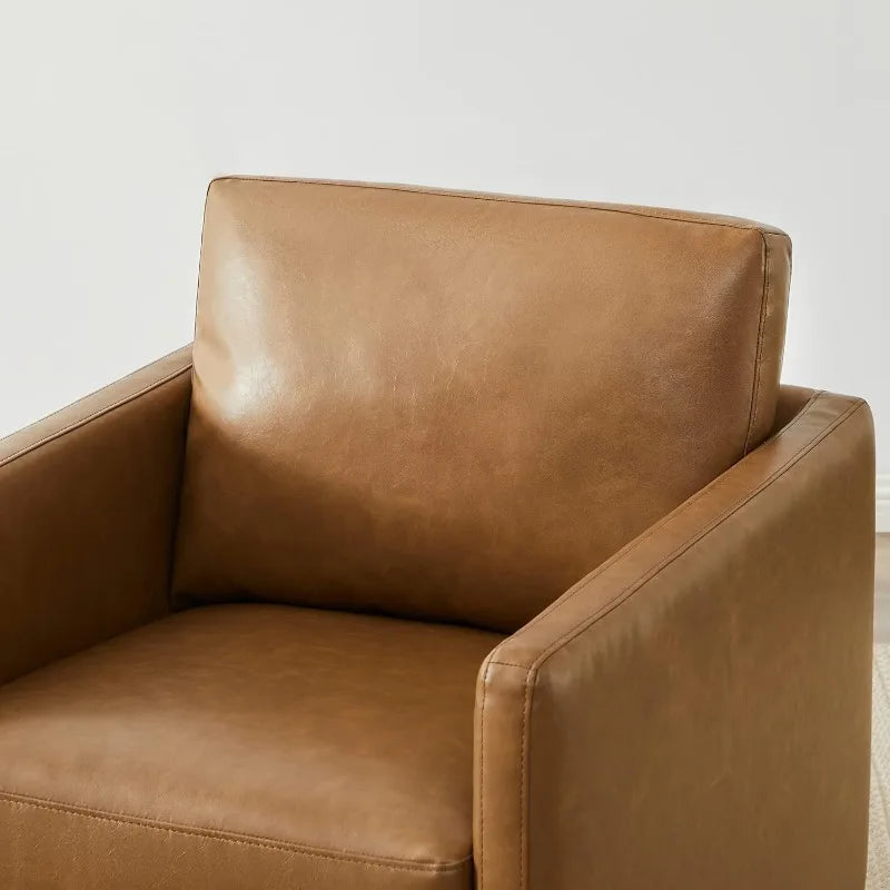 CHITA Swivel Accent Chair, FSC Certified Mid Century Modern Arm Chair for Living Room and Bedroom, Saddle Brown