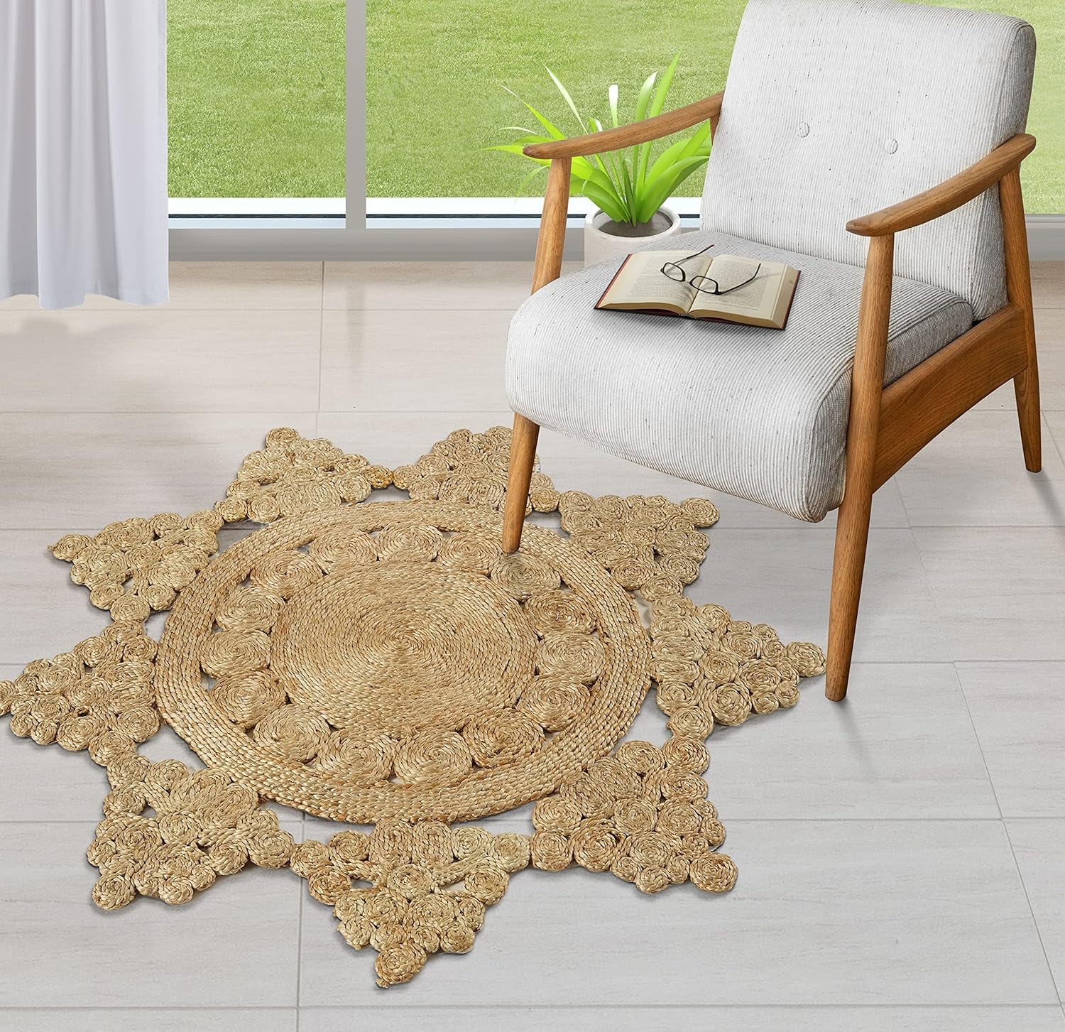 Handwoven Jute Round Area Rug 