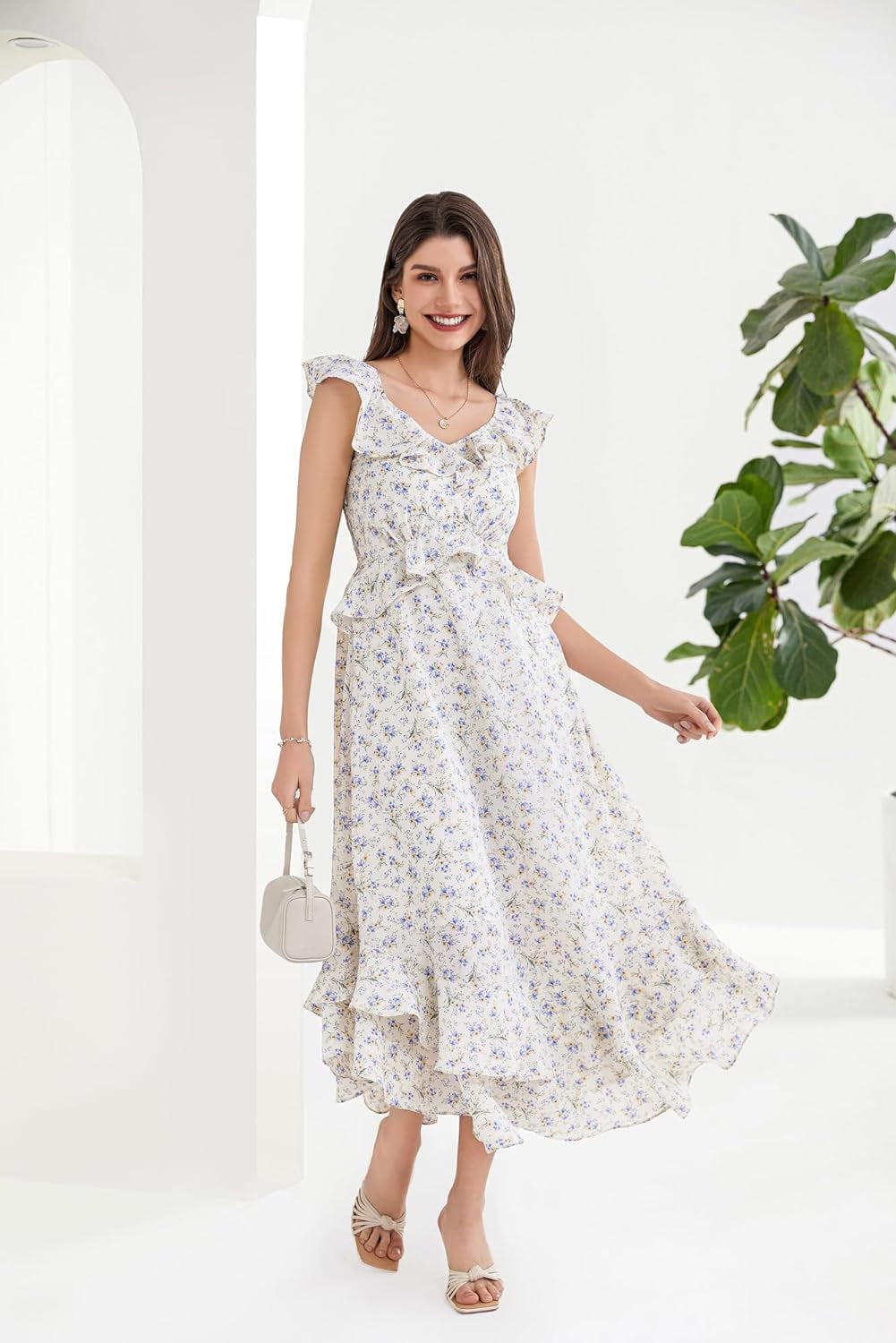 GRACE KARIN Summer Floral Maxi Dress