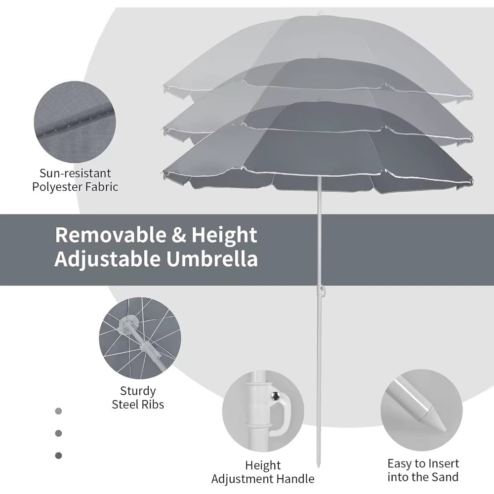 Double Camping Chair with Umbrella, Folding Loveseat Chairs W/Canopy Shade, Carrying Bag, Table, Cup Holder, Portable Beach Cha