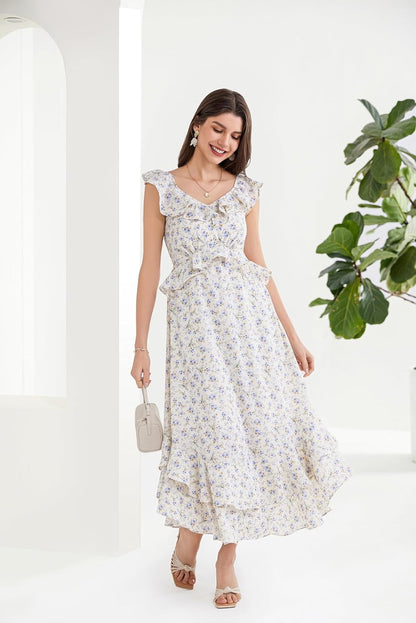 GRACE KARIN Summer Floral Maxi Dress
